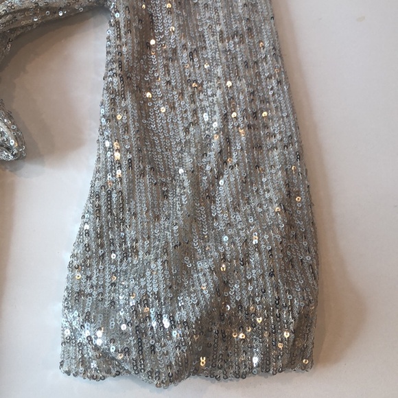 NWT Silver Sequin Dress by gb Girls size 6 Fully lined Keyhole Back New with Tag - Picture 6 of 11